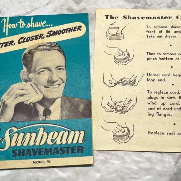 Sunbeam Shavemaster Model W Instruction Booklet Vintage 50s Shaving Manual - Picture 8 of 8